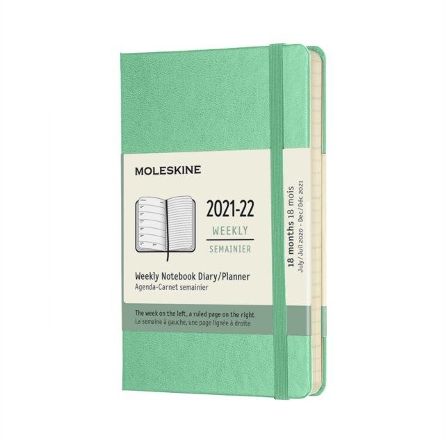Moleskine 2022 18-Month Weekly Pocket Hardcover Notebook: Ice Green