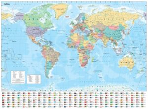 Collins Large World Wall Laminated Map (70 x 91.5 cm): Laminated Map with Flags