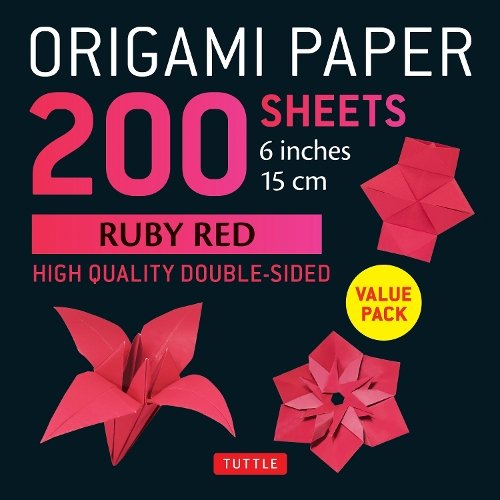 Origami Paper 200 sheets Ruby Red 6": Solid Red Double-Sided Origami Sheets with Instructions for 10 Projects