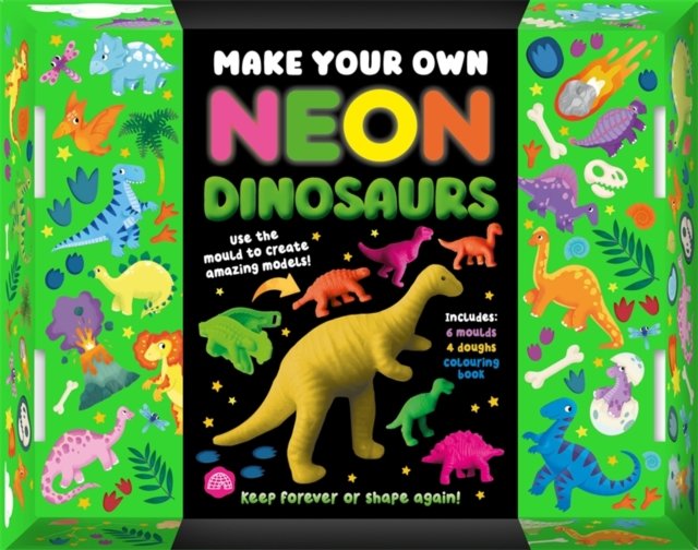 Make Your Own Neon Dinosaurs: A toy and book box set with 6 dino moulds and 4 neon doughs!
