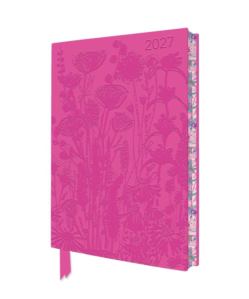 Lucy Innes Williams: Pink Garden House 2027 Artisan Art Vegan Leather Diary Planner - Page to View with Notes