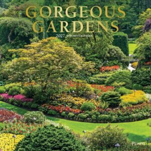 Gorgeous Gardens | 2027 12 x 24 Inch (Hanging) Monthly Square Wall Calendar | Foil Stamped Cover | Plato | Outdoor Home Country Nature